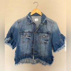 Abound Blue Jean Jacket with Fringe Details